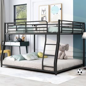 Metal Floor Bunk Bed, Full XL Over Queen, Black