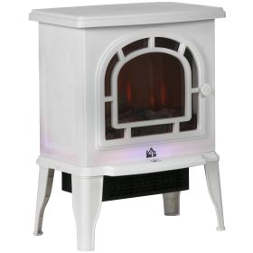 HOMCOM 18" Electric Fireplace Stove, Freestanding Fireplace Heater with Realistic LED Flame, Adjustable Temperature, Overheat Protection, 750W/15