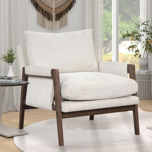 Kelly Mid-Century Modern Velvet Accent Armchair, White Kelly Mid-Century Modern Velvet Accent Armchair, White