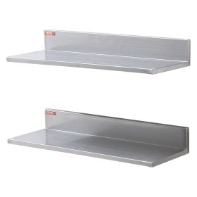 VEVOR 8.6" x 24" Stainless Steel Shelf, Wall Mounted Floating Shelving with Backsplash, 44 lbs Load Capacity Commercial Shelves