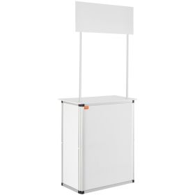 VEVOR Promotion Counter Table, Portable Tradeshow Podium Table, 30.91" x 14.96" x 71.46", Display Exhibition Counter Stand Booth Fair with Wall