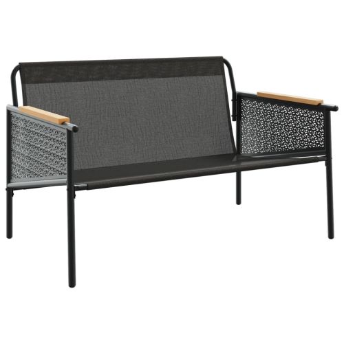vidaXL Bancă de grădină cu perne, negru, 116 cm, oțel