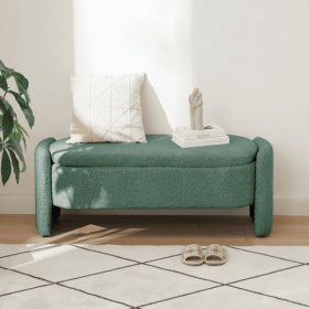 Ottoman Oval Storage Bench 3D Lamb Fleece Fabric Bench With Large Storage Space For The Living Room, Entryway And Bedroom