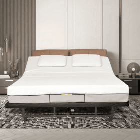 Adjustable Bed Base Frame Head And Foot Incline Quiet Motor King Size Zero Gravity (Option: Antique Black)