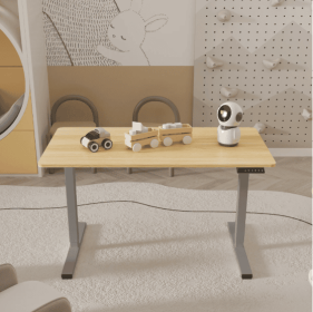 Electric Standing Desk Adjustable Height Desk Home Office Computer Workstation Sit Stand Up Desk (Option: NaturalGrey)