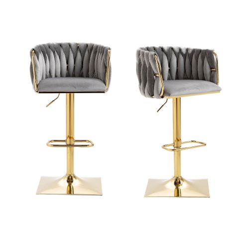COOLMORE Vintage Bar Stools with Back and Footrest Counter Height Dining Chairs 2PC/SET