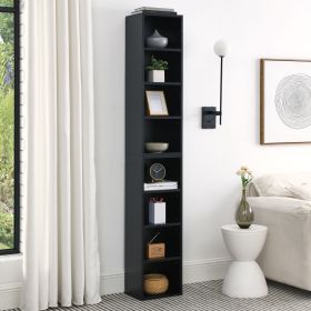8-Tier Media Tower Rack, CD DVD Slim Storage Cabinet with Adjustable Shelves, Tall Narrow Bookcase Display Bookshelf for Home Office (Color: as Pic)