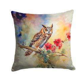Long-Eared Owl Throw Pillow Machine Washable, Indoor Outdoor Decorative Pillow for Couch, Bed or Patio, 14Hx14W (Default: Default)