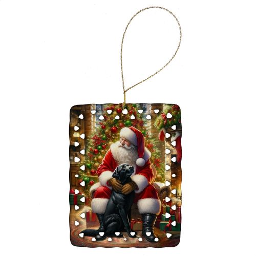 Labrador Retriever and Santa Claus Porcelain Ornament Christmas Tree Hanging Decorations for Home Christmas Holiday, Rectangle, Gift, Multicolor