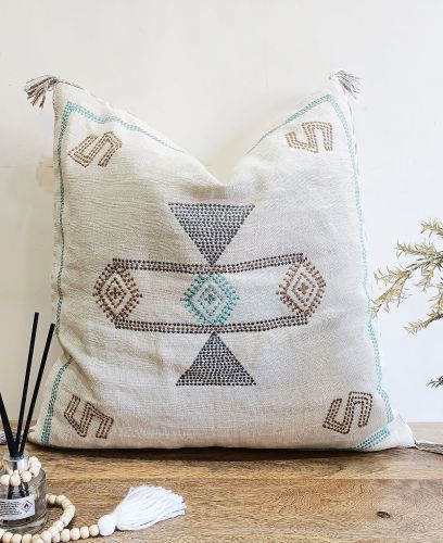 MONDAY Sabra silk inspired pillow cover Embroidered pillow cover 20x20 Pillowcase