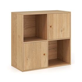 Household Decor 3-Tier Bookcase with Cabinets (Type: Bookshelf, Color: Natural)